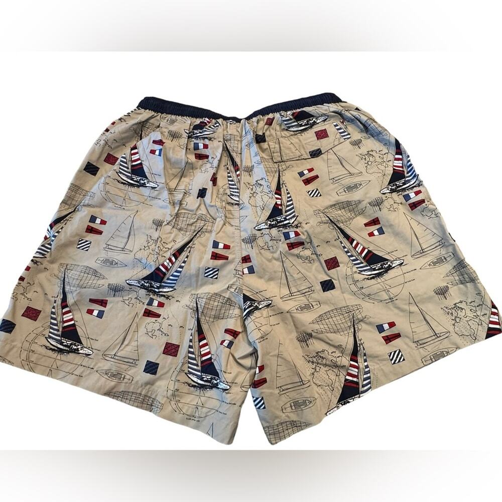 Roundtree and Yorke Mens Size Large Nautical Print Swim Trunks